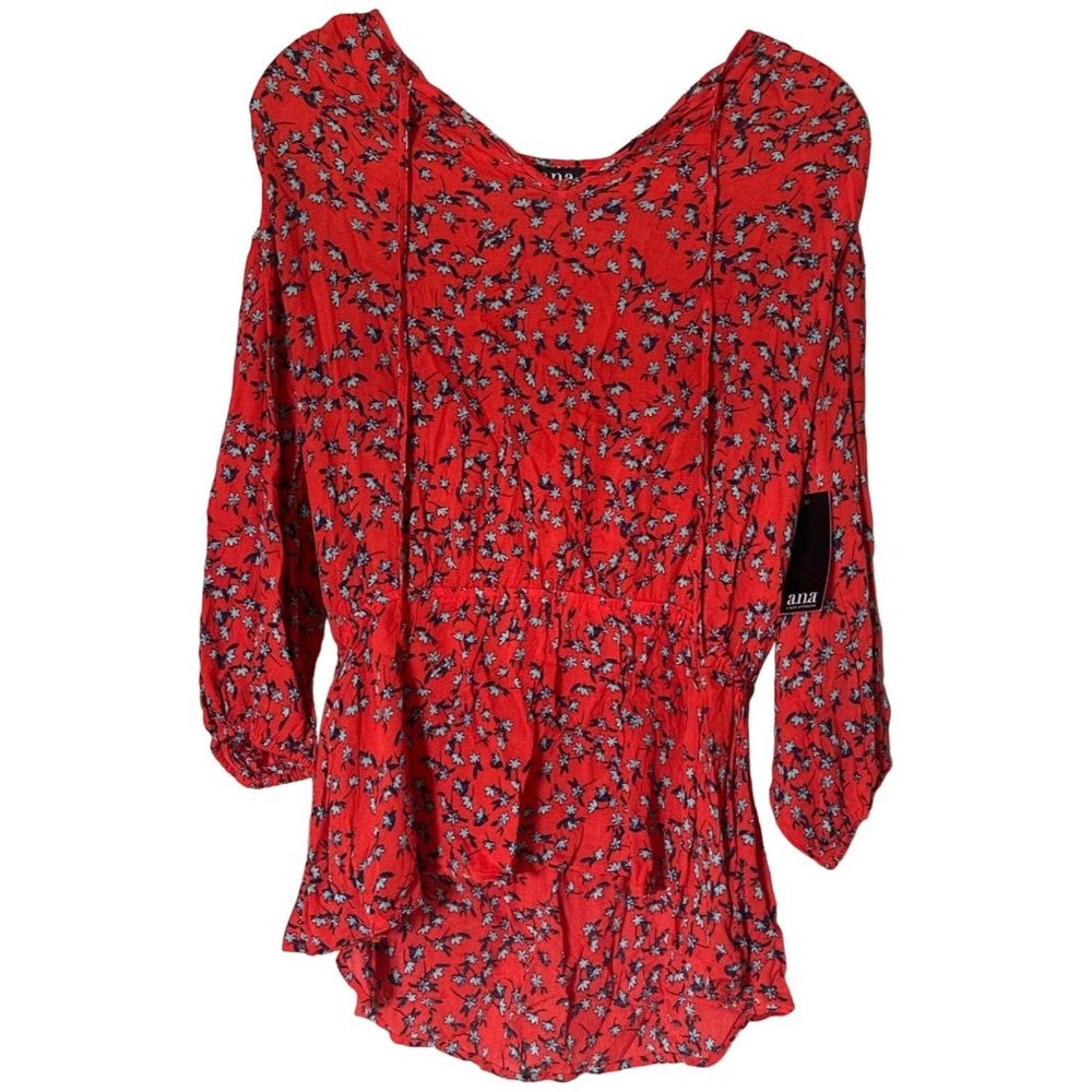 a.n.a. A New Approach Orange Floral Blouse Women's Size S 100% Viscose